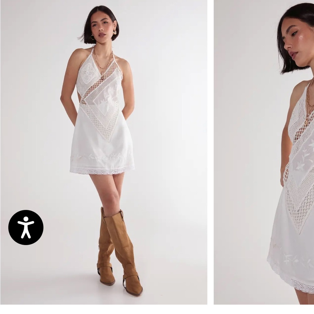Nasty gal crochet white mini dress